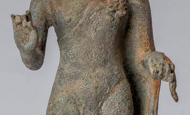 Statue de Bouddha – Bouddha d'enseignement javanais en bronze de style indonésien antique – 34 cm/14"