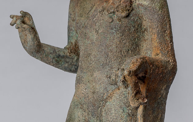 Statue de Bouddha – Bouddha d'enseignement javanais en bronze de style indonésien antique – 34 cm/14"