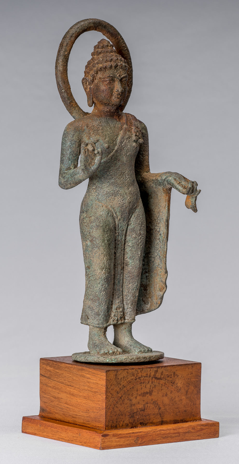Statue de Bouddha – Bouddha d'enseignement javanais en bronze de style indonésien antique – 34 cm/14"