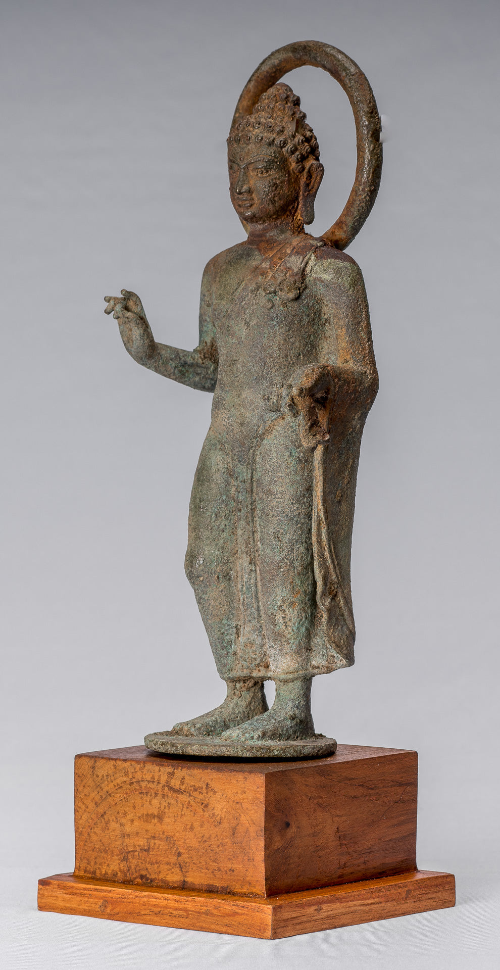 Statue de Bouddha – Bouddha d'enseignement javanais en bronze de style indonésien antique – 34 cm/14"