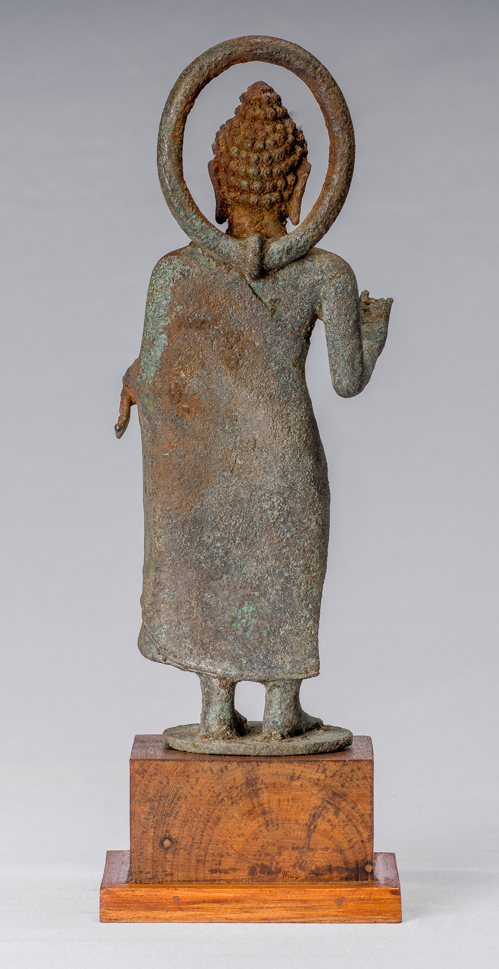 Statue de Bouddha – Bouddha d'enseignement javanais en bronze de style indonésien antique – 34 cm/14"