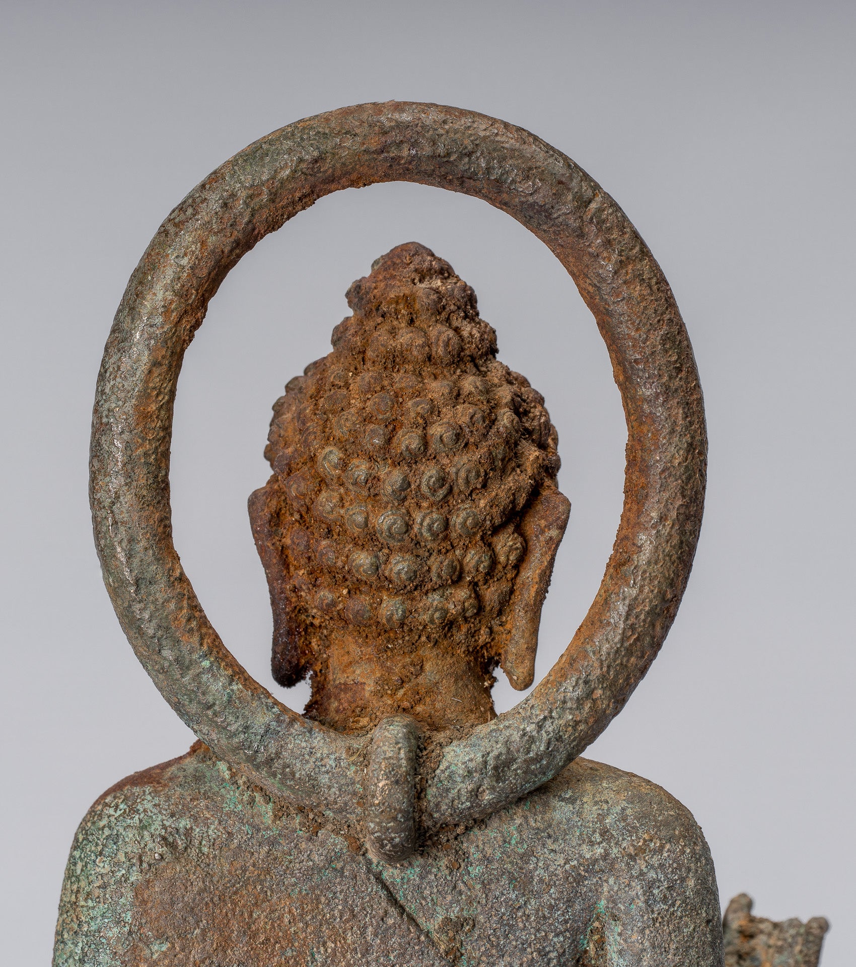 Statue de Bouddha – Bouddha d'enseignement javanais en bronze de style indonésien antique – 34 cm/14"