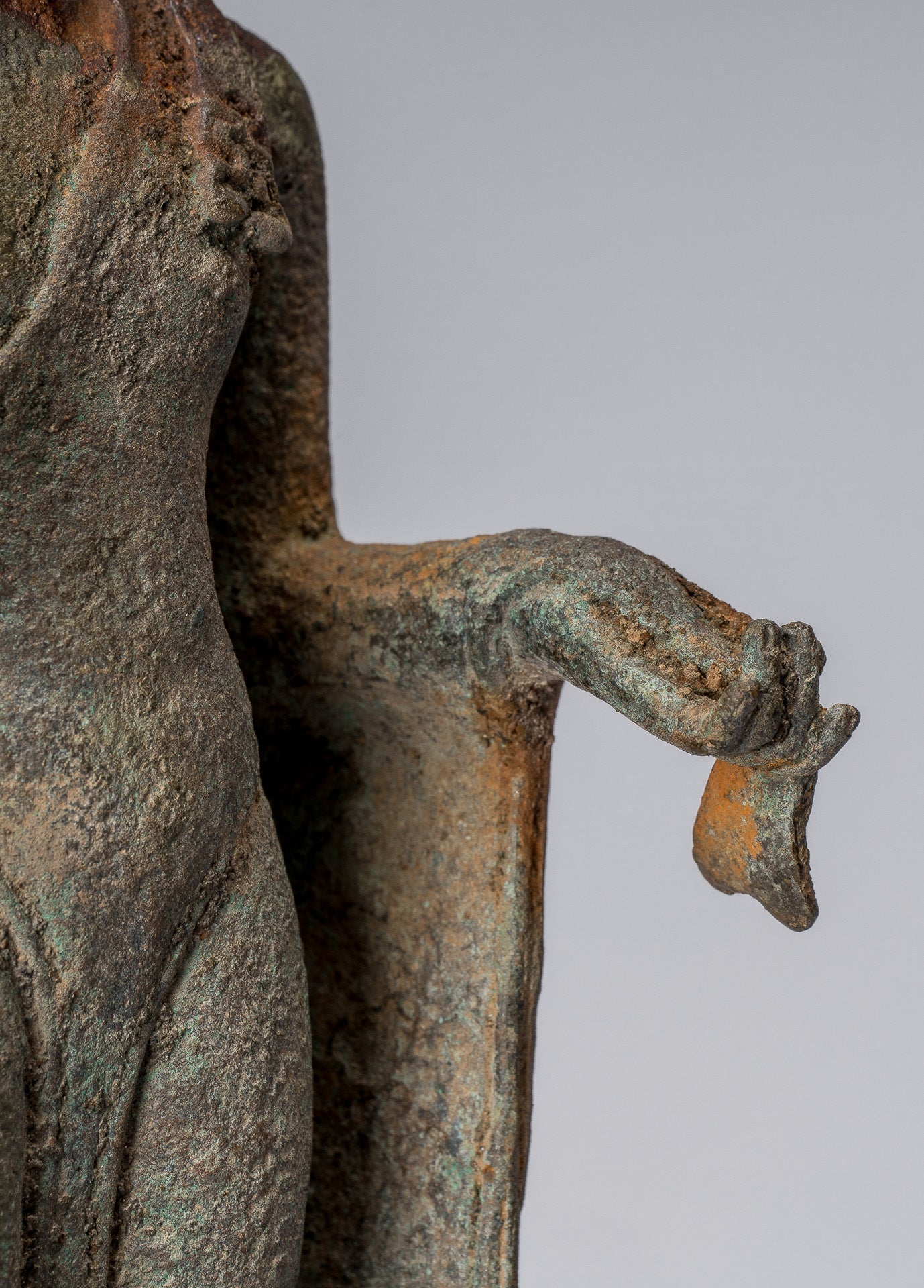 Statue de Bouddha – Bouddha d'enseignement javanais en bronze de style indonésien antique – 34 cm/14"