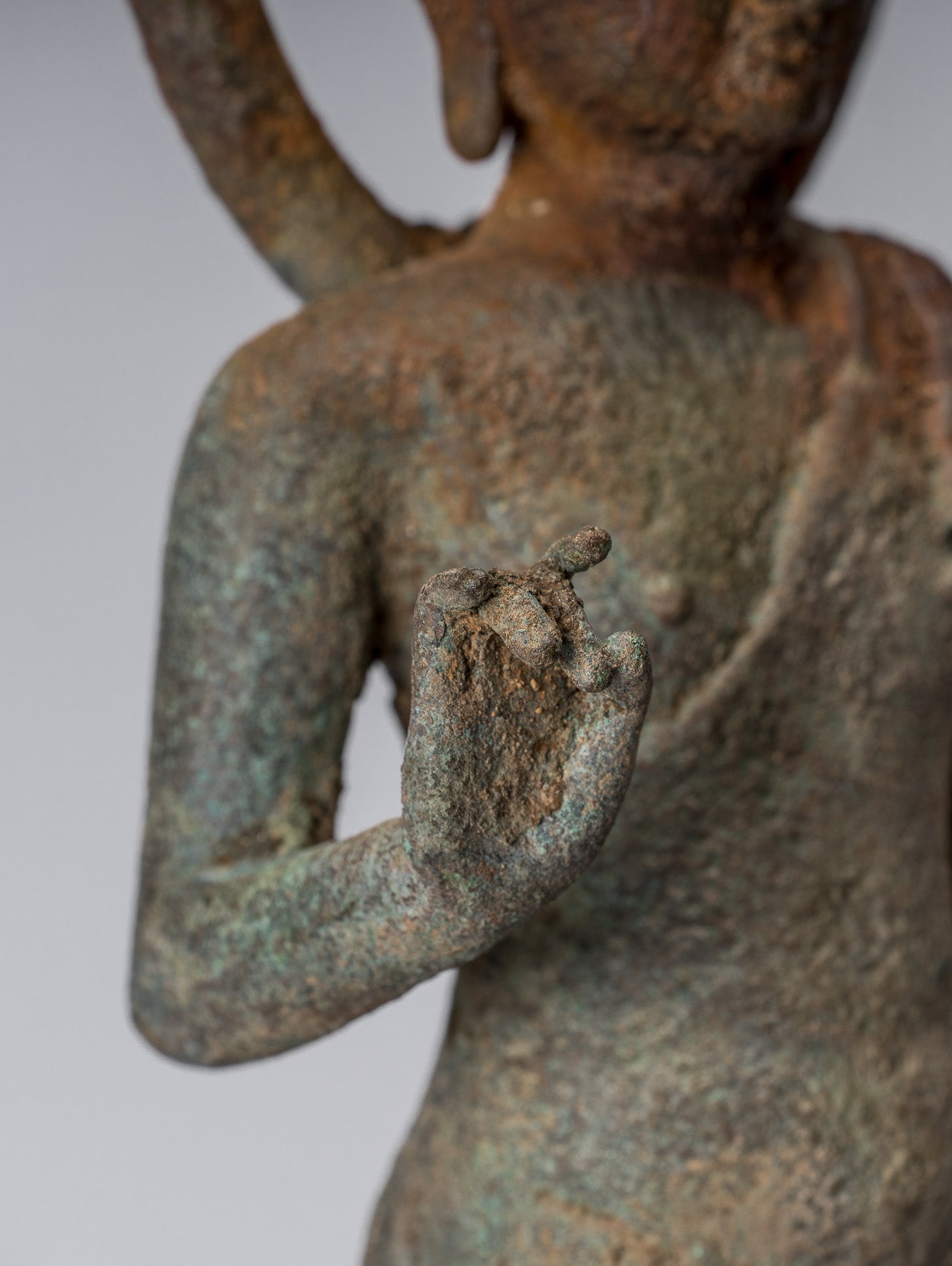 Statue de Bouddha – Bouddha d'enseignement javanais en bronze de style indonésien antique – 34 cm/14"