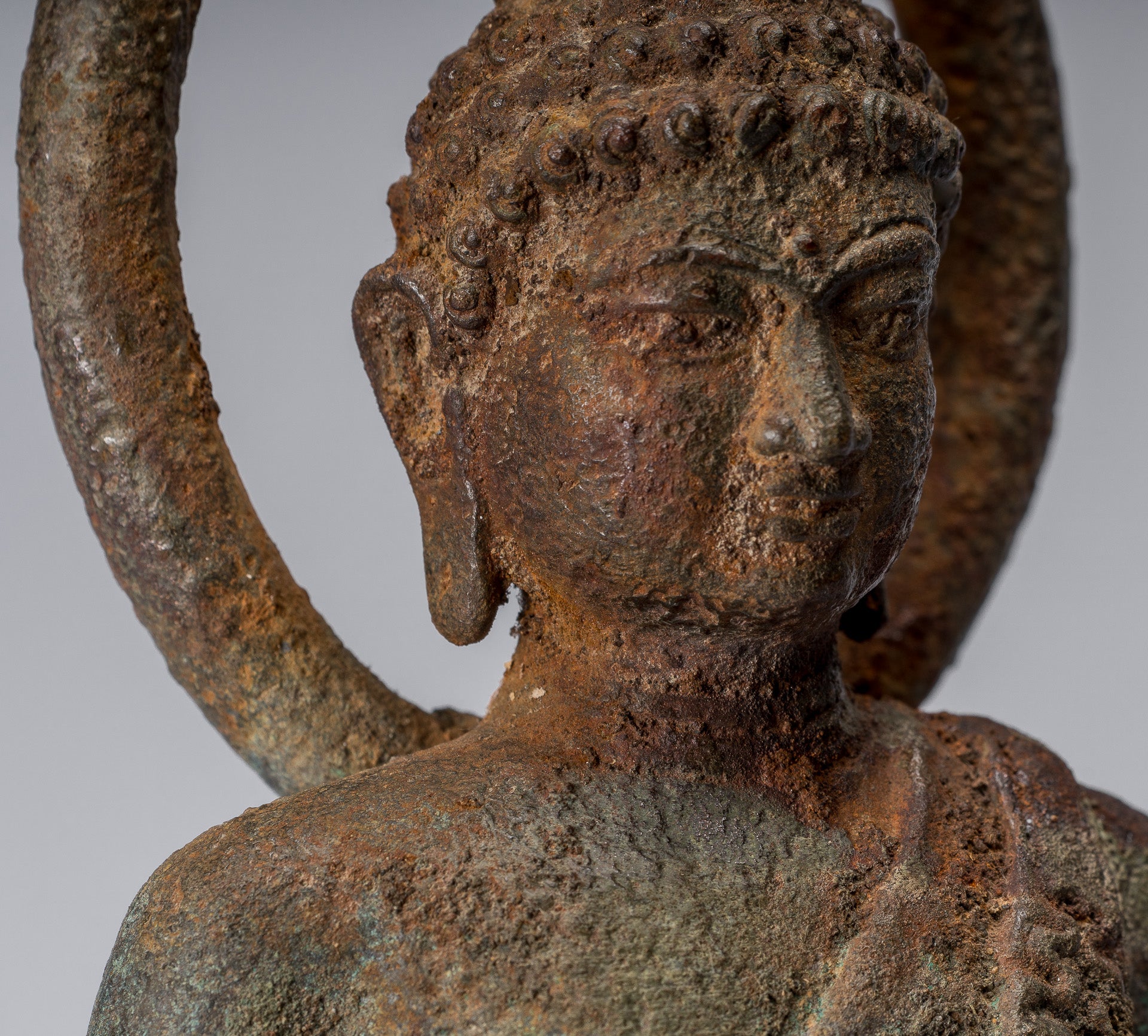 Statue de Bouddha – Bouddha d'enseignement javanais en bronze de style indonésien antique – 34 cm/14"