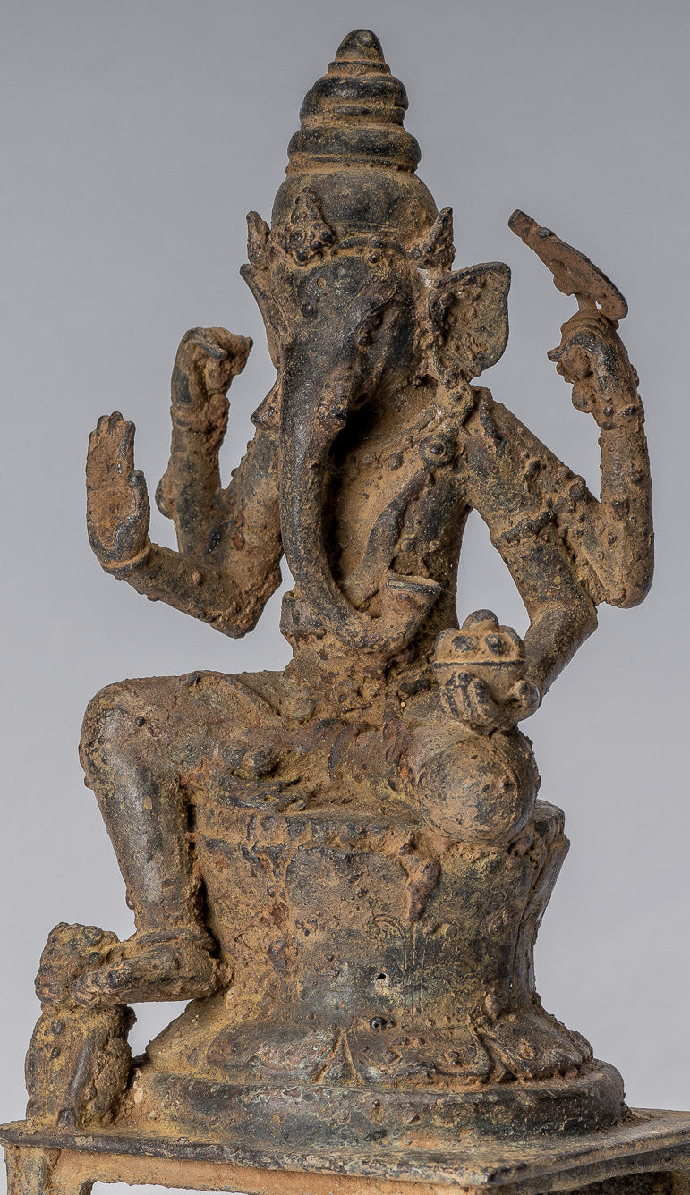 Estatua de Ganesha - Estatua de Ganesha de bronce de estilo javanés antiguo - 25 cm/10 "