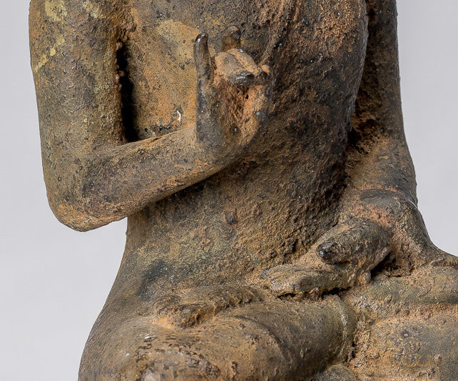 Estatua de Buda - Estilo indonesio antiguo de bronce asentado Javanese Buda - 19cm/8 "