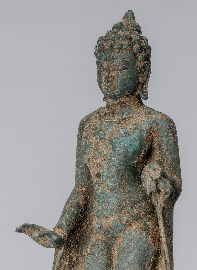 Statue de Bouddha – Bouddha d'enseignement javanais en bronze de style indonésien antique – 30 cm/12"
