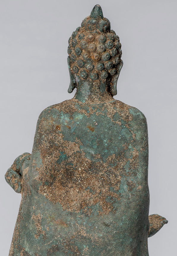 Statue de Bouddha – Bouddha d'enseignement javanais en bronze de style indonésien antique – 30 cm/12"
