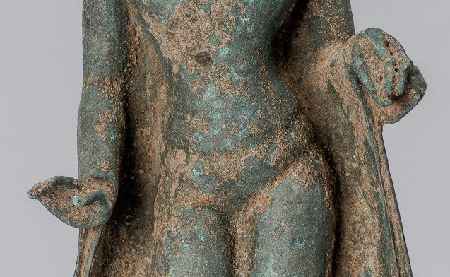 Statue de Bouddha – Bouddha d'enseignement javanais en bronze de style indonésien antique – 30 cm/12"