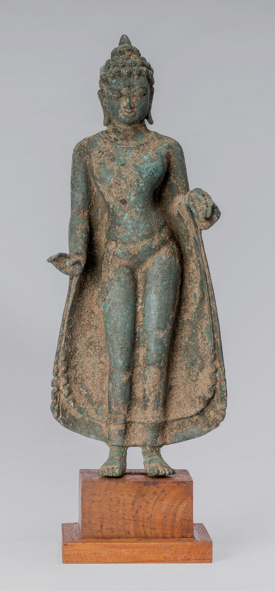 Statue de Bouddha – Bouddha d'enseignement javanais en bronze de style indonésien antique – 30 cm/12"