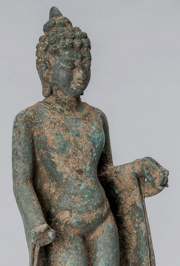 Statue de Bouddha – Bouddha d'enseignement javanais en bronze de style indonésien antique – 30 cm/12"