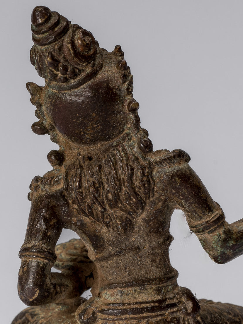 Statue de Tara – Statue de Devi Tara en bronze indonésien de style Java antique – 8 cm/3"