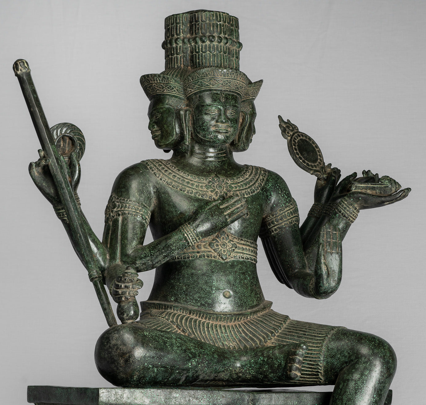 Statua Brahma - Antique Khmer Style Bronzo 8 braccio Bayon Brahma - Creazione di Dio indù - 76 cm/30 "