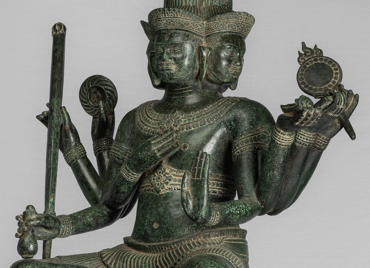Statua Brahma - Antique Khmer Style Bronzo 8 braccio Bayon Brahma - Creazione di Dio indù - 76 cm/30 "