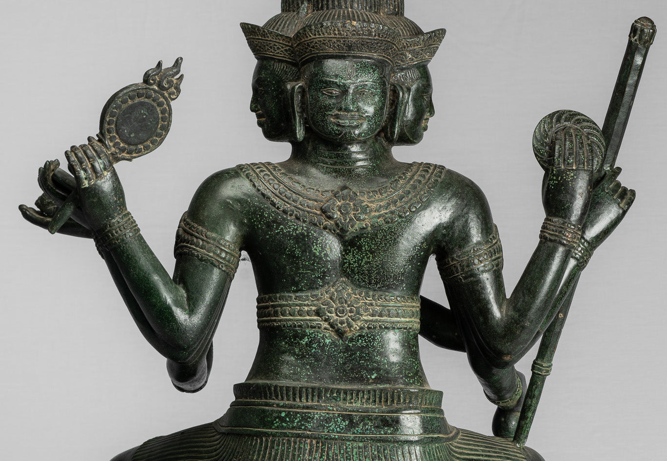 Statua Brahma - Antique Khmer Style Bronzo 8 braccio Bayon Brahma - Creazione di Dio indù - 76 cm/30 "