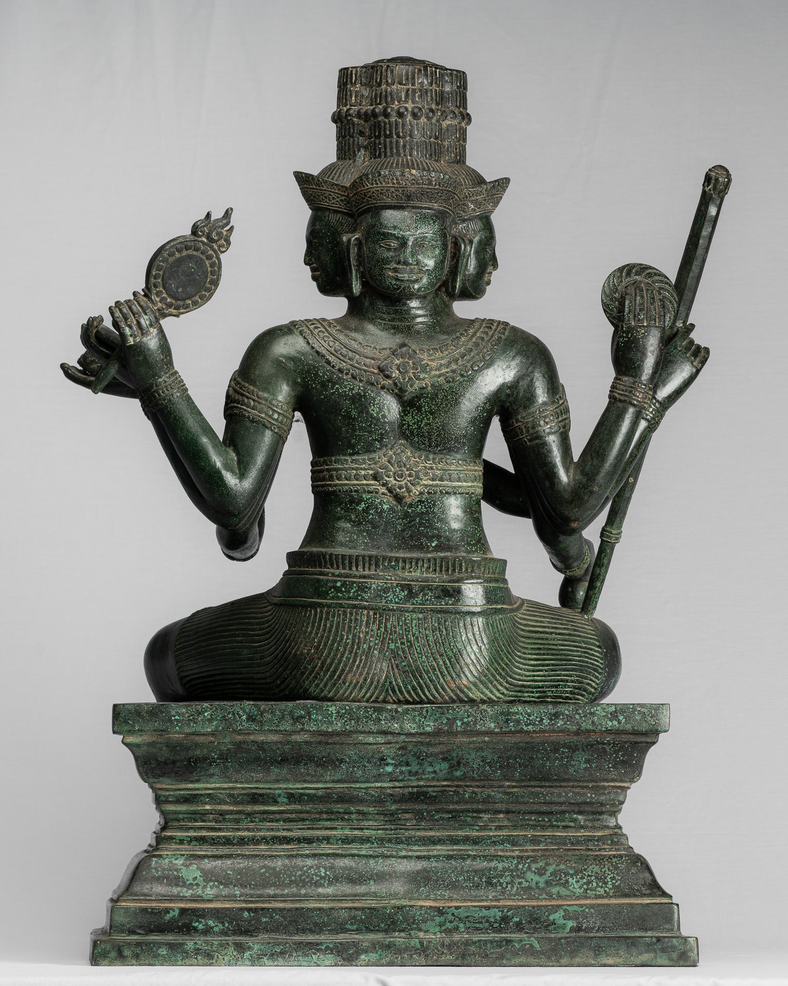 Statua Brahma - Antique Khmer Style Bronzo 8 braccio Bayon Brahma - Creazione di Dio indù - 76 cm/30 "