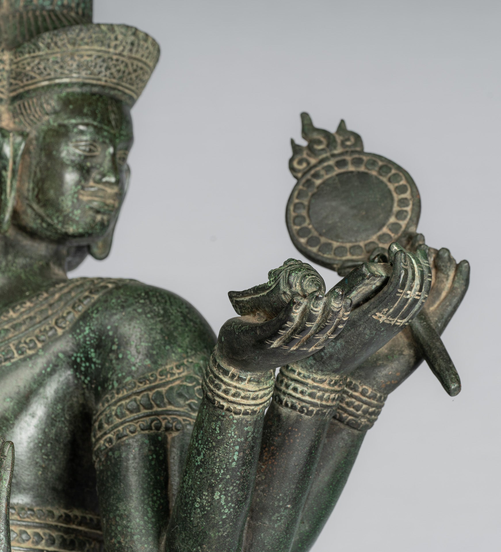 Statua Brahma - Antique Khmer Style Bronzo 8 braccio Bayon Brahma - Creazione di Dio indù - 76 cm/30 "