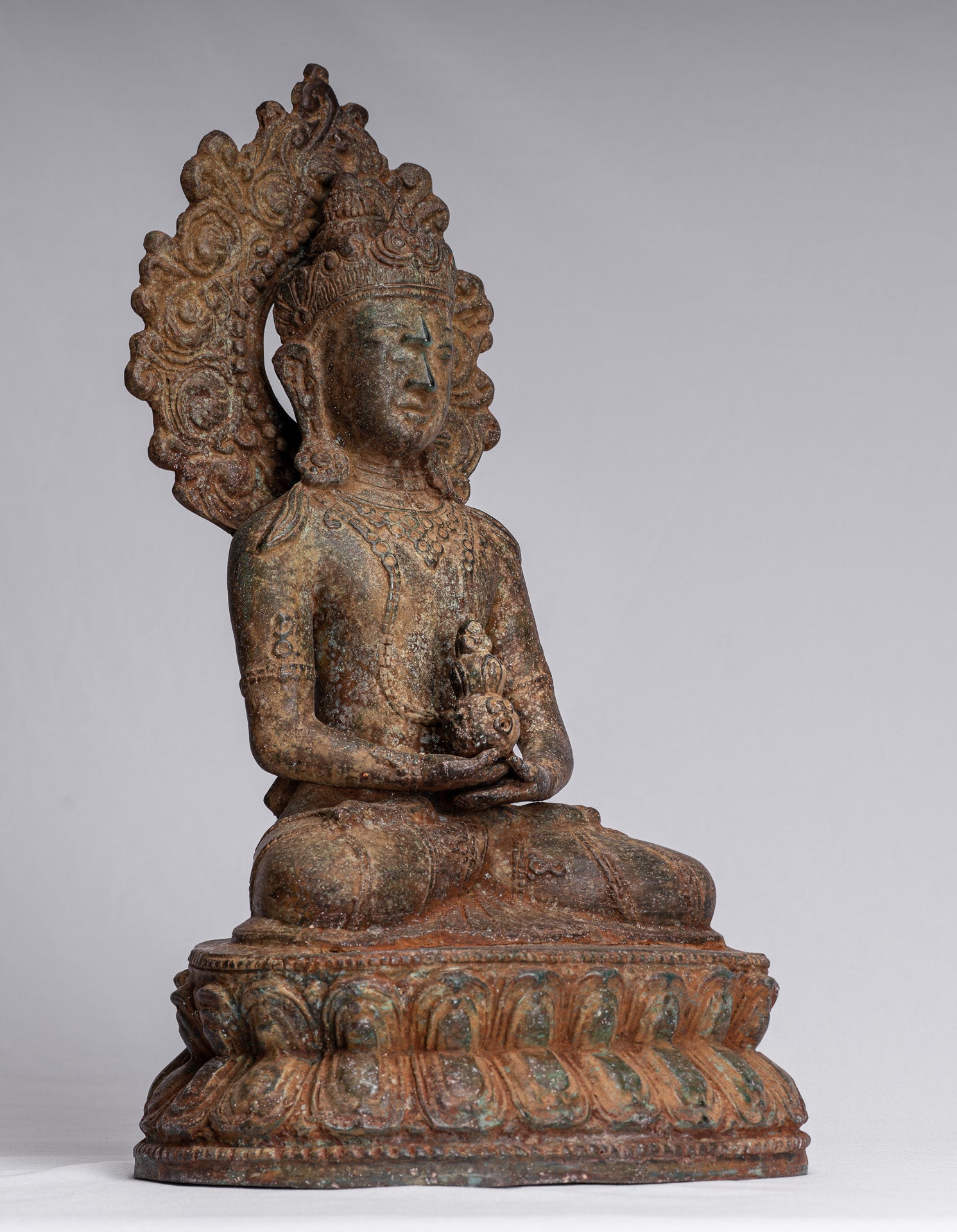 Statue de Bouddha-Antique indonésien Style Bronze Javanais Amitabha Bouddha Statue-43cm/17 "