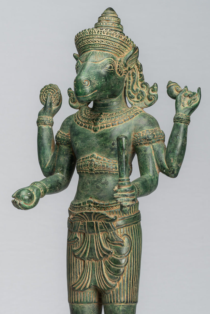 Statue Kalkin – Antique style khmer debout en bronze Hayagriva Kalkin Cheval de Vishnu – 56 cm/22"
