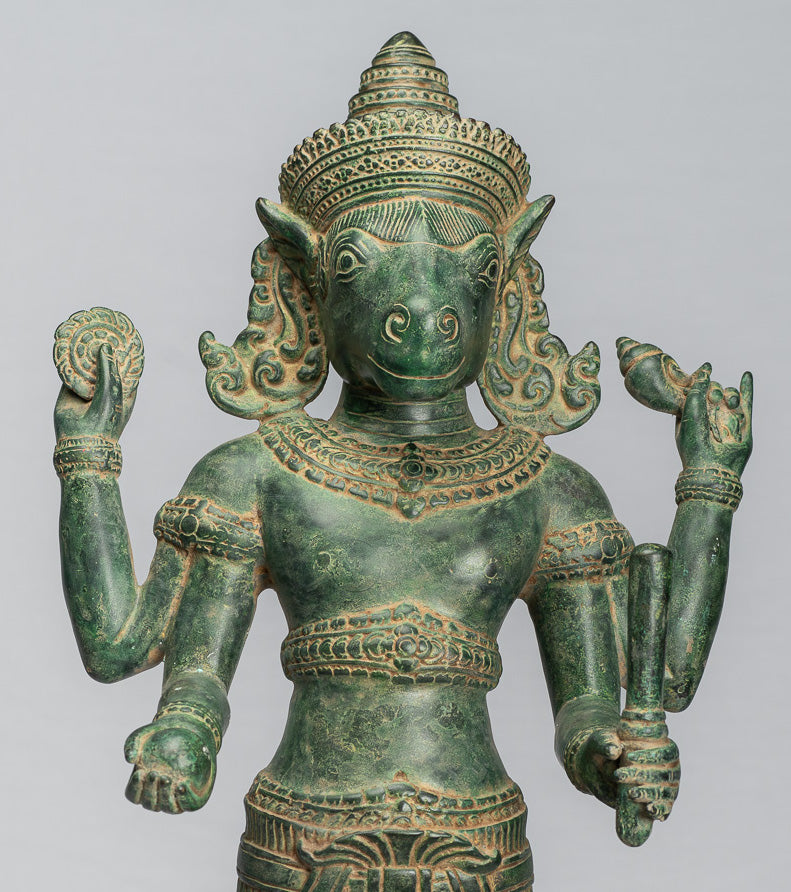 Statue Kalkin – Antique style khmer debout en bronze Hayagriva Kalkin Cheval de Vishnu – 56 cm/22"