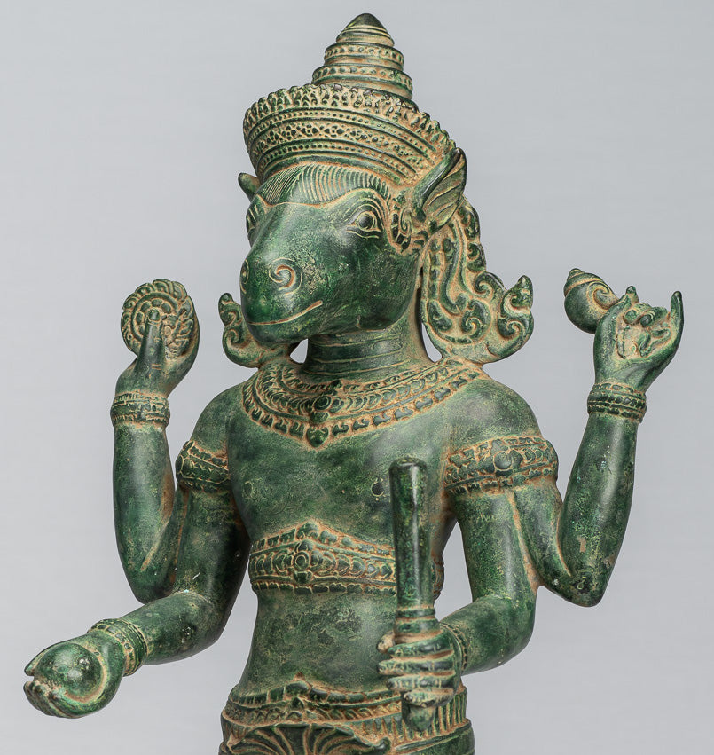 Statue Kalkin – Antique style khmer debout en bronze Hayagriva Kalkin Cheval de Vishnu – 56 cm/22"