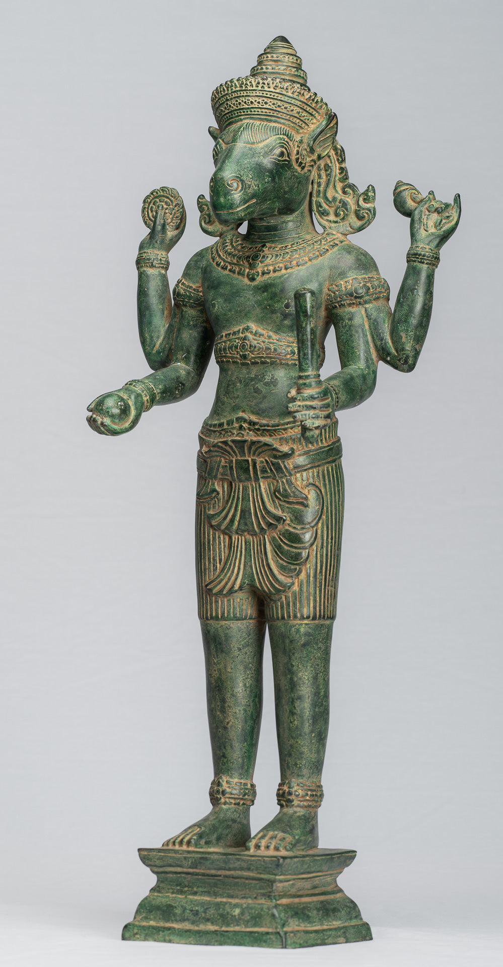 Statue Kalkin – Antique style khmer debout en bronze Hayagriva Kalkin Cheval de Vishnu – 56 cm/22"