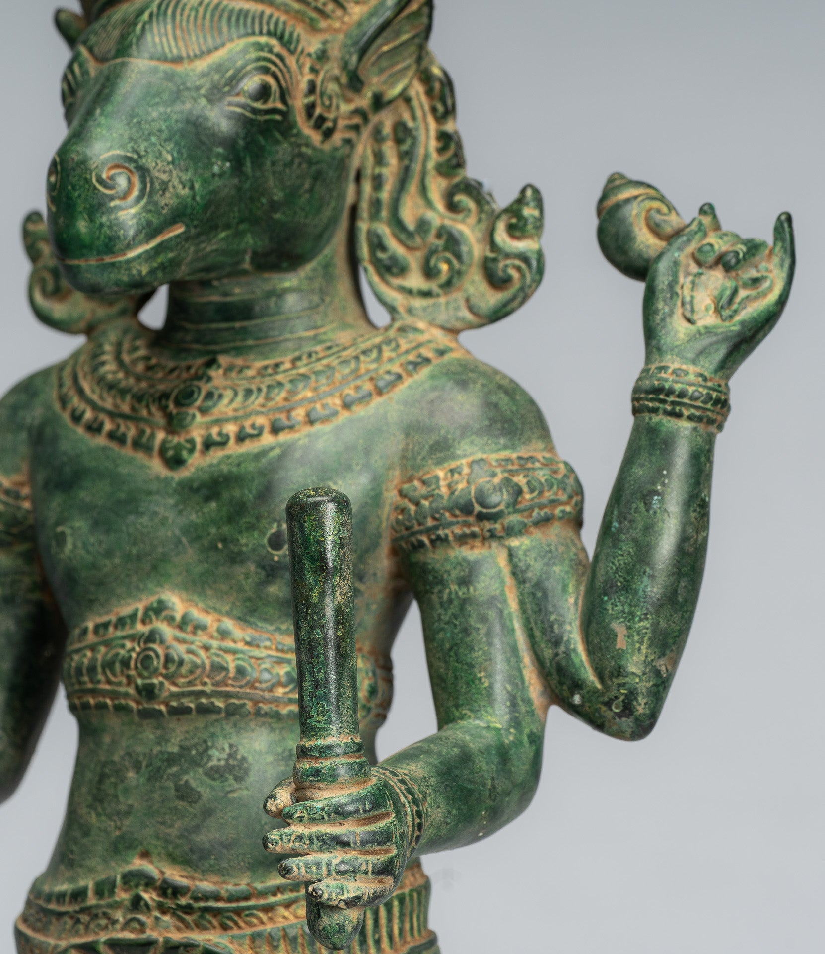 Statue Kalkin – Antique style khmer debout en bronze Hayagriva Kalkin Cheval de Vishnu – 56 cm/22"