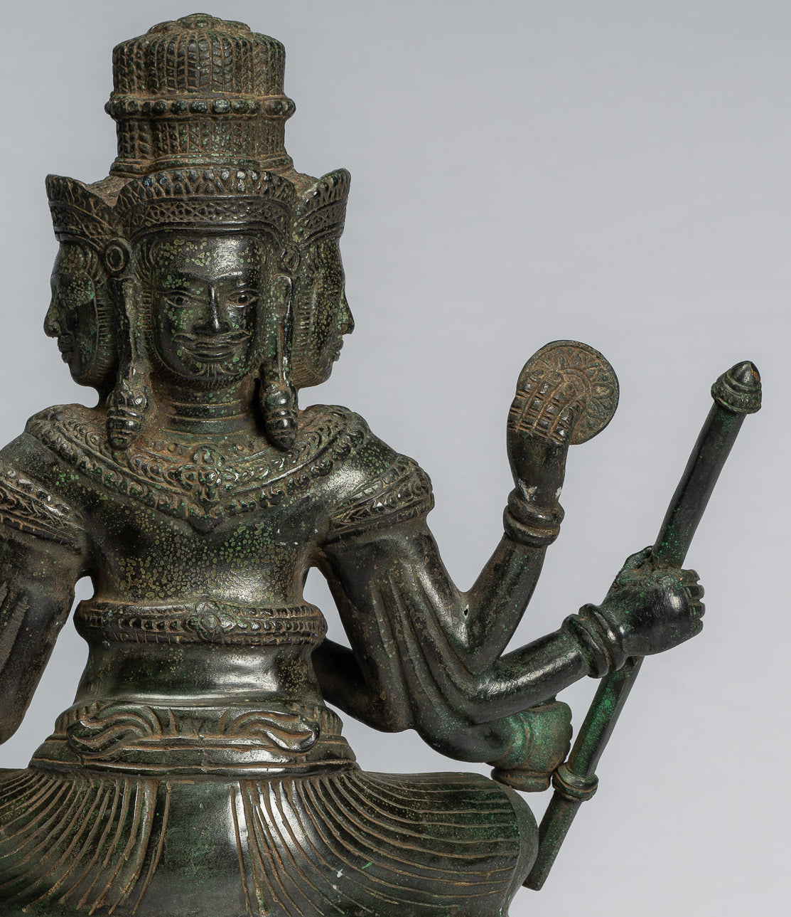 Brahma Statue-Antique Khmer Style Bronze 8 Arm Bayon Brahma-Hindu God Creation-35cm/14 "