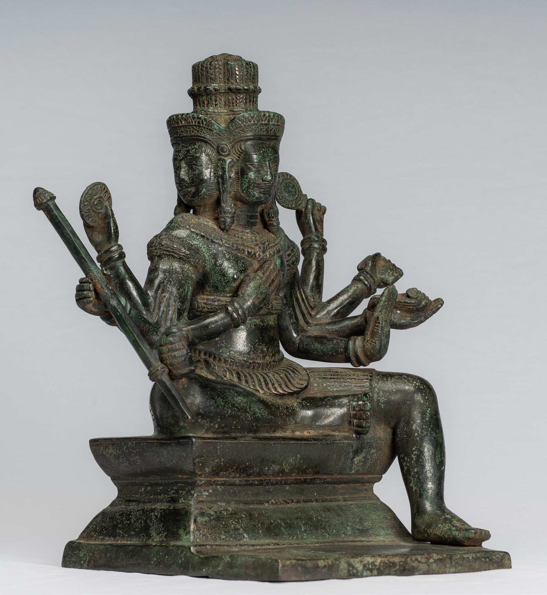 Brahma Statue-Antique Khmer Style Bronze 8 Arm Bayon Brahma-Hindu God Creation-35cm/14 "