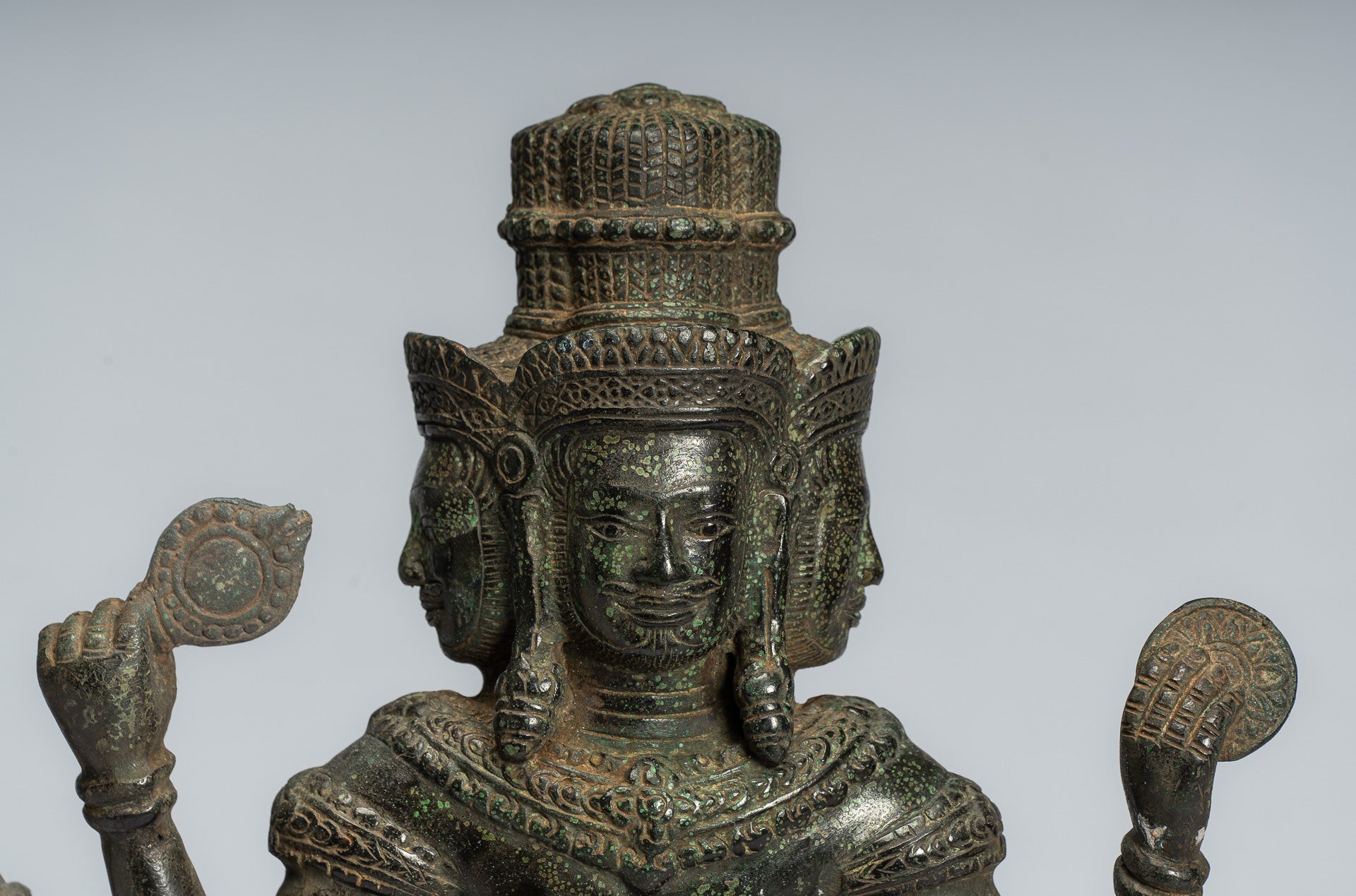 Brahma Statue-Antique Khmer Style Bronze 8 Arm Bayon Brahma-Hindu God Creation-35cm/14 "
