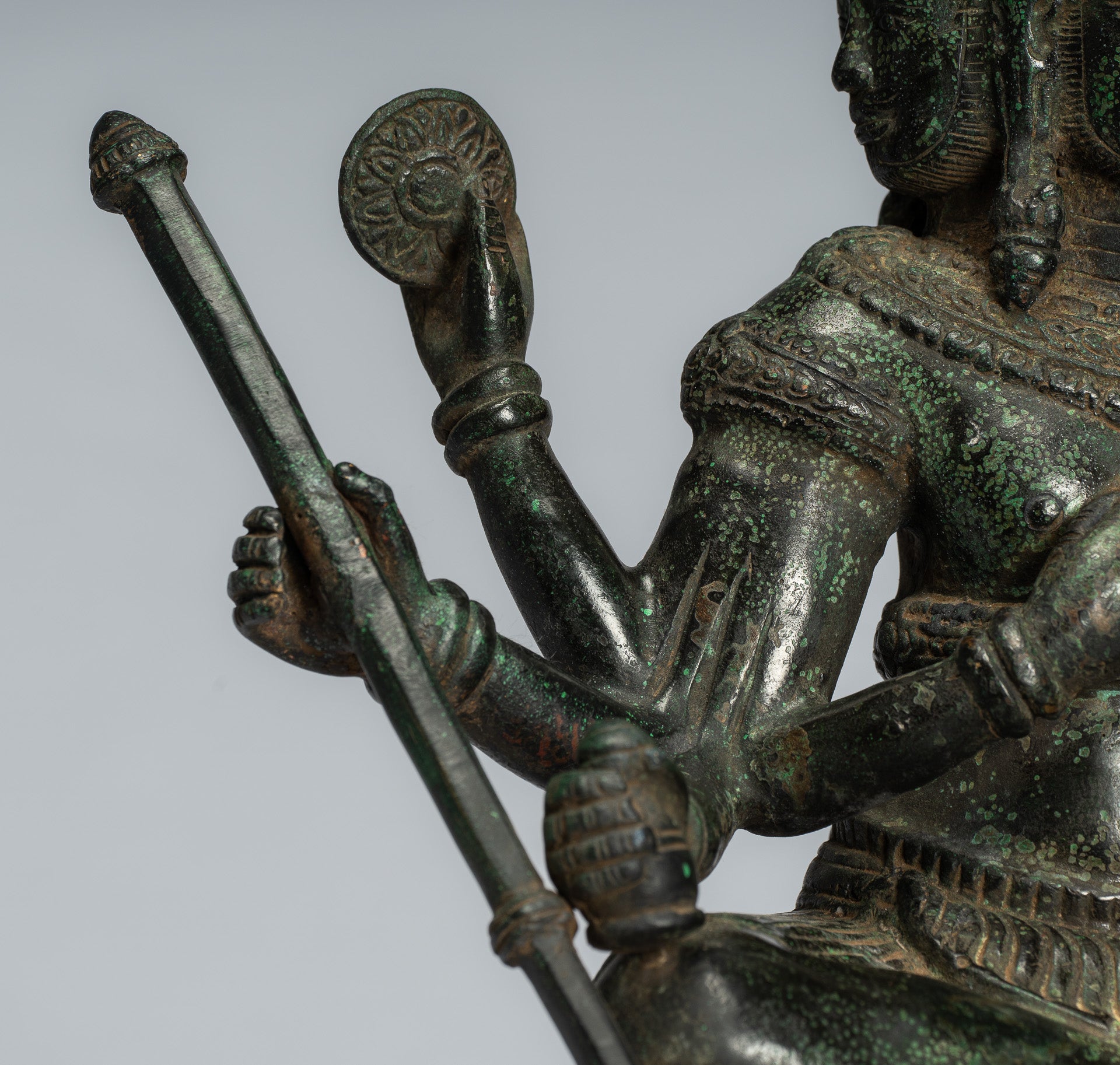 Brahma Statue-Antique Khmer Style Bronze 8 Arm Bayon Brahma-Hindu God Creation-35cm/14 "