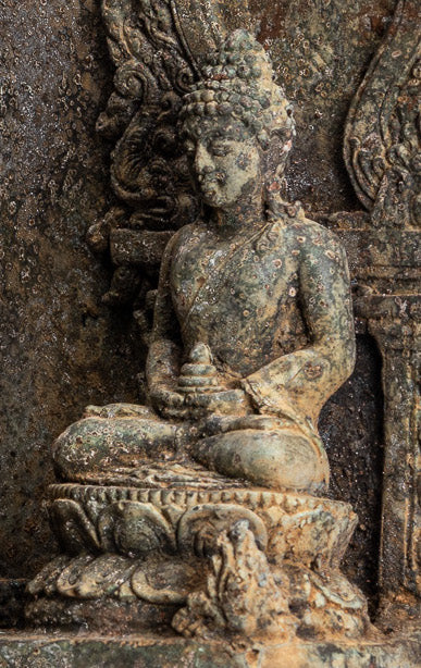 Statue de Bouddha-Antique Indonésie Style Bronze Javanais Protection Bouddha Statue-31cm/12 "