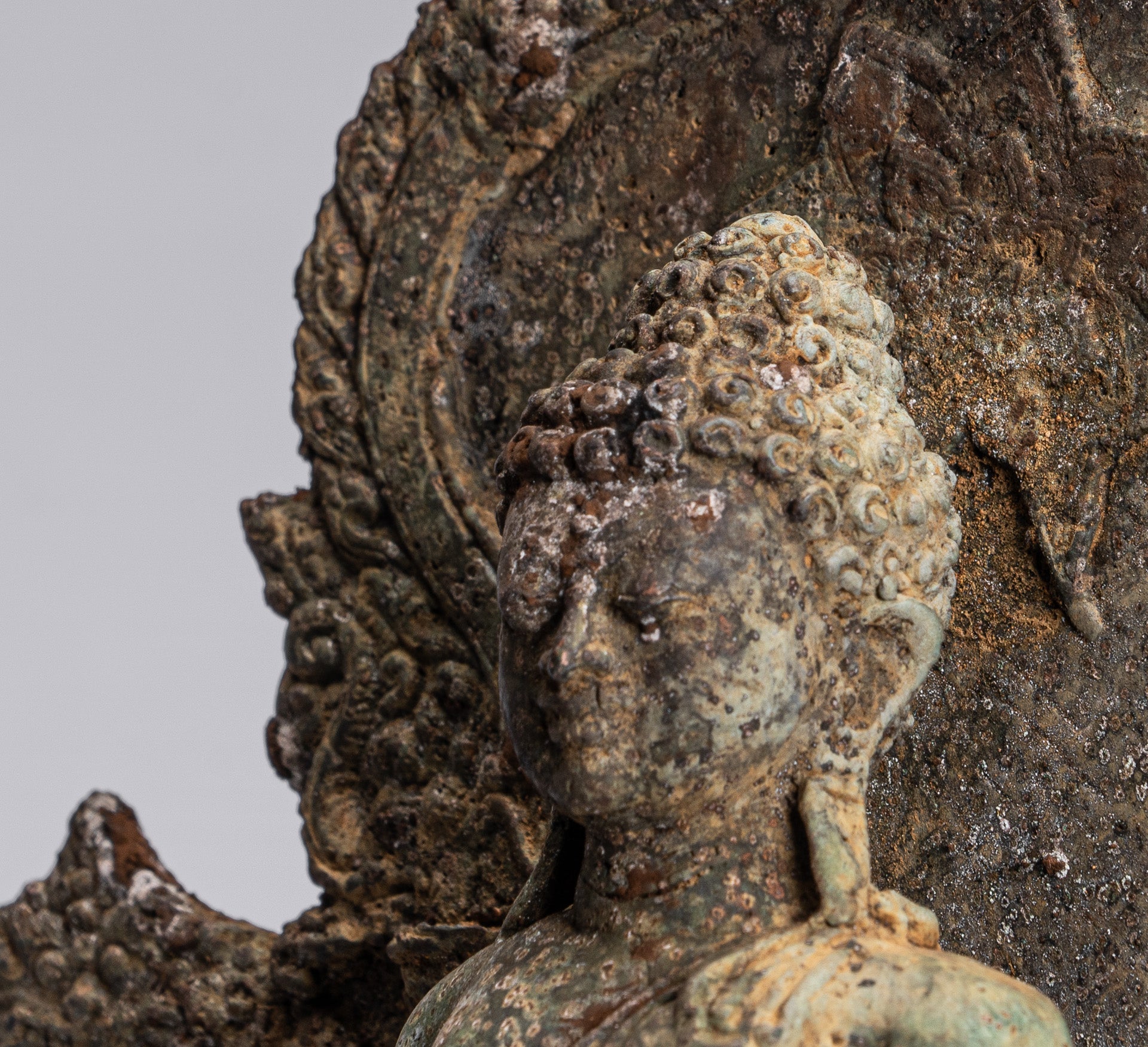 Statue de Bouddha-Antique Indonésie Style Bronze Javanais Protection Bouddha Statue-31cm/12 "