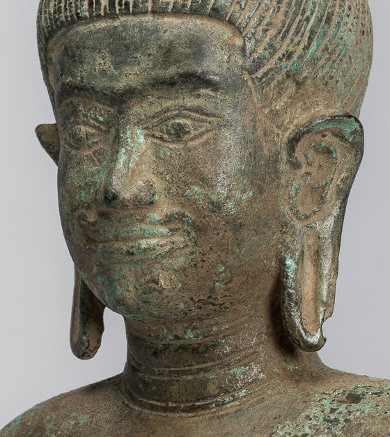 Antique Khmer Style Bronze Vishnu Torso Statue - Protector & Preserver -27cm/11"