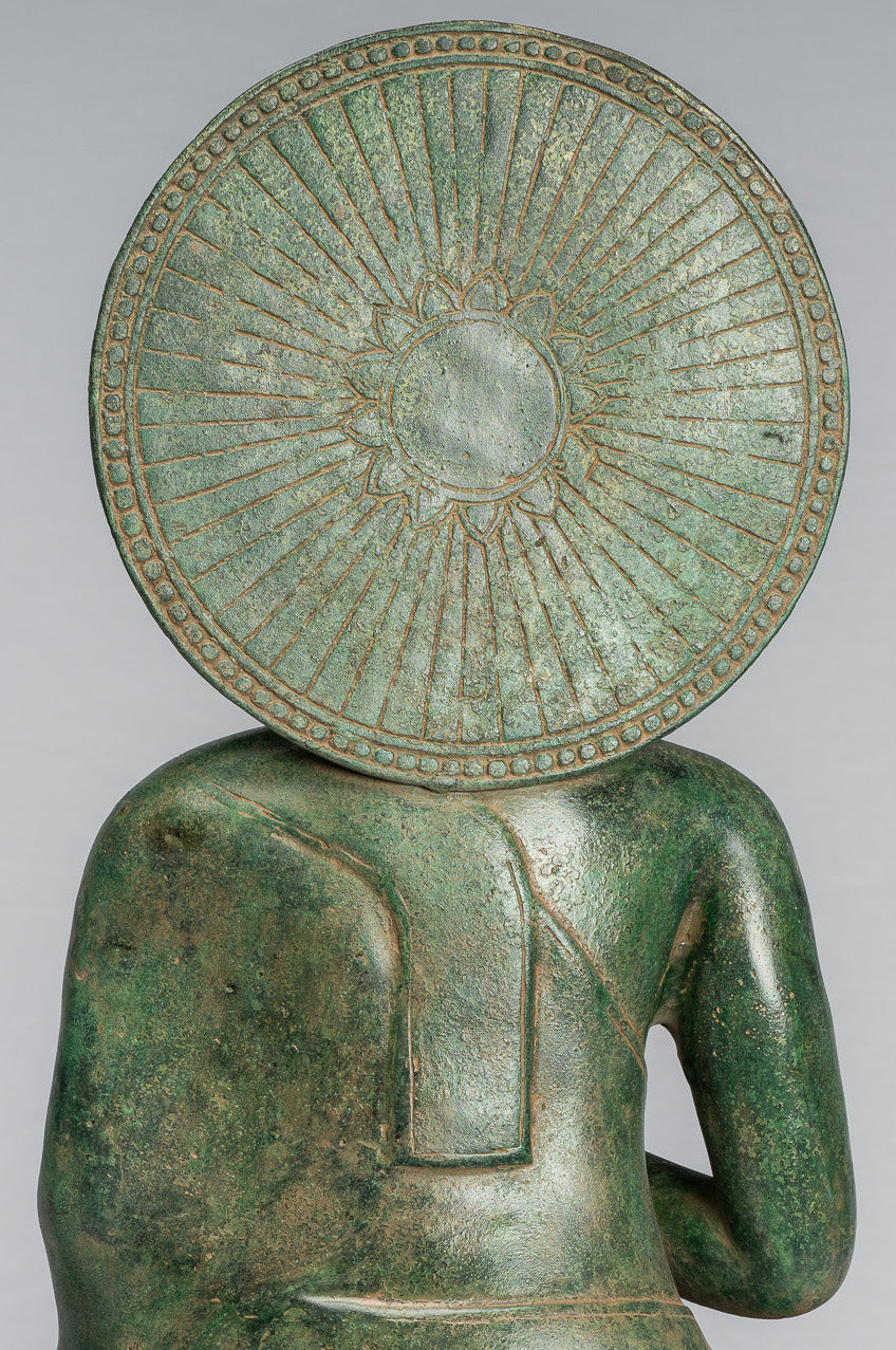 Estatua de Buda - Estatua de bronce de bronce antiguo de estilo jemer dharmachakra enseñando mudra - 47cm/19 "