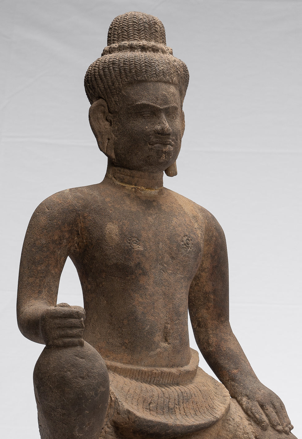 Estatua de Vishnu - Piedra de estilo Baphuon antiguo sentado Khmer Vishnu Statue - 48 cm / 19 "