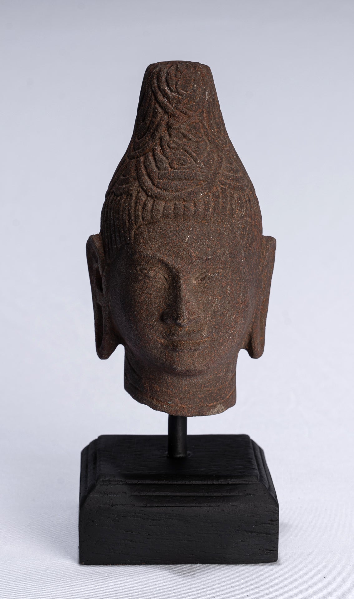Buddha Head - Antique Khmer Stone Stone Buddha Head Statue - 20 cm/8 "
