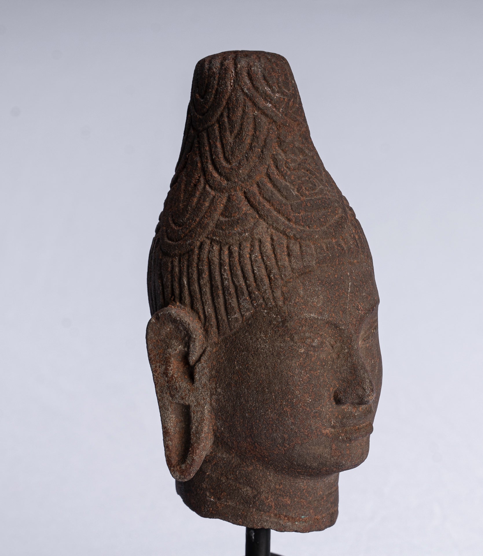 Buddha Head - Antique Khmer Stone Stone Buddha Head Statue - 20 cm/8 "