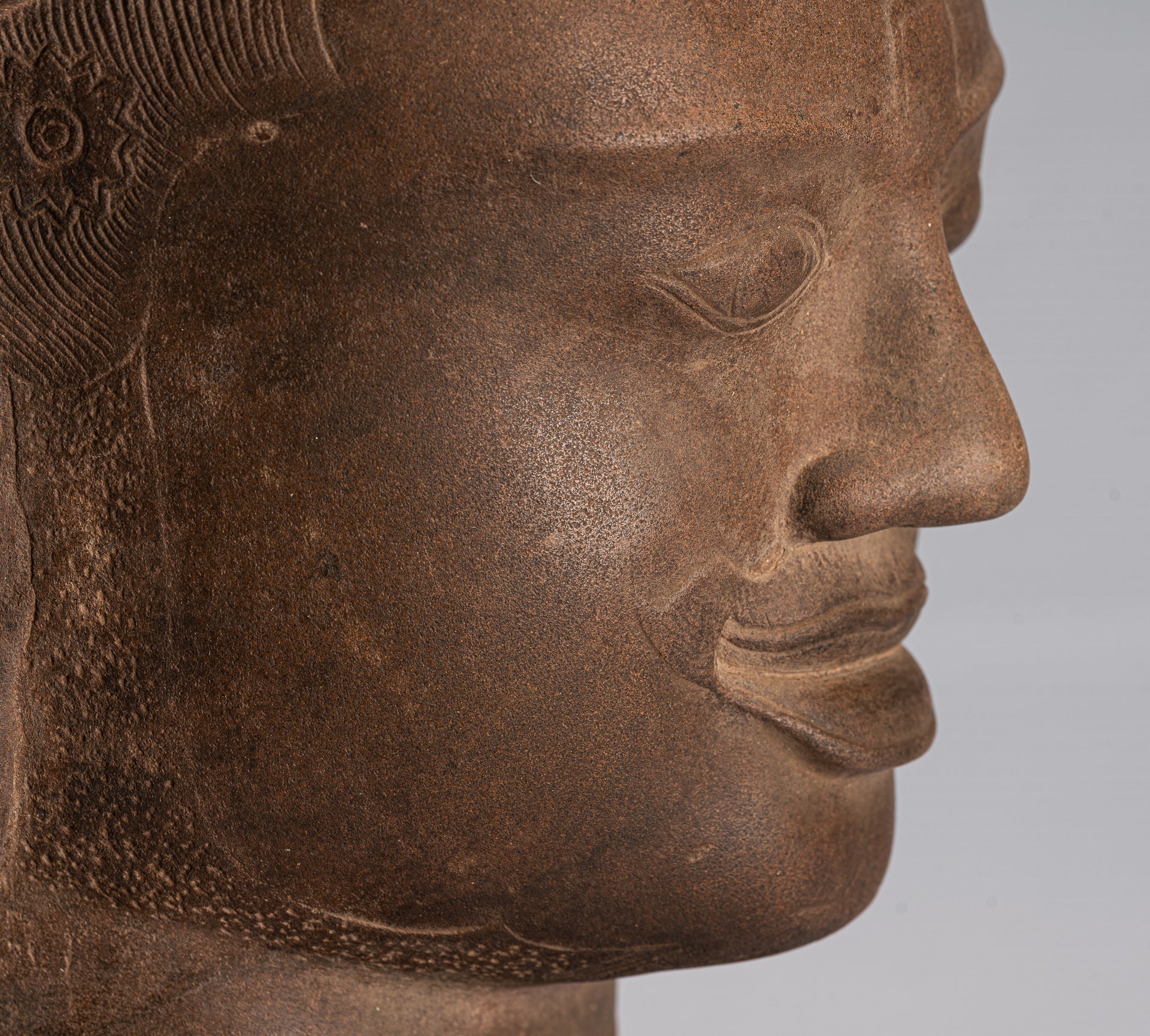 Antique Khmer Stone Mounted Angkor Wat Style Dvarapala Temple Guardian-50cm / 20 "