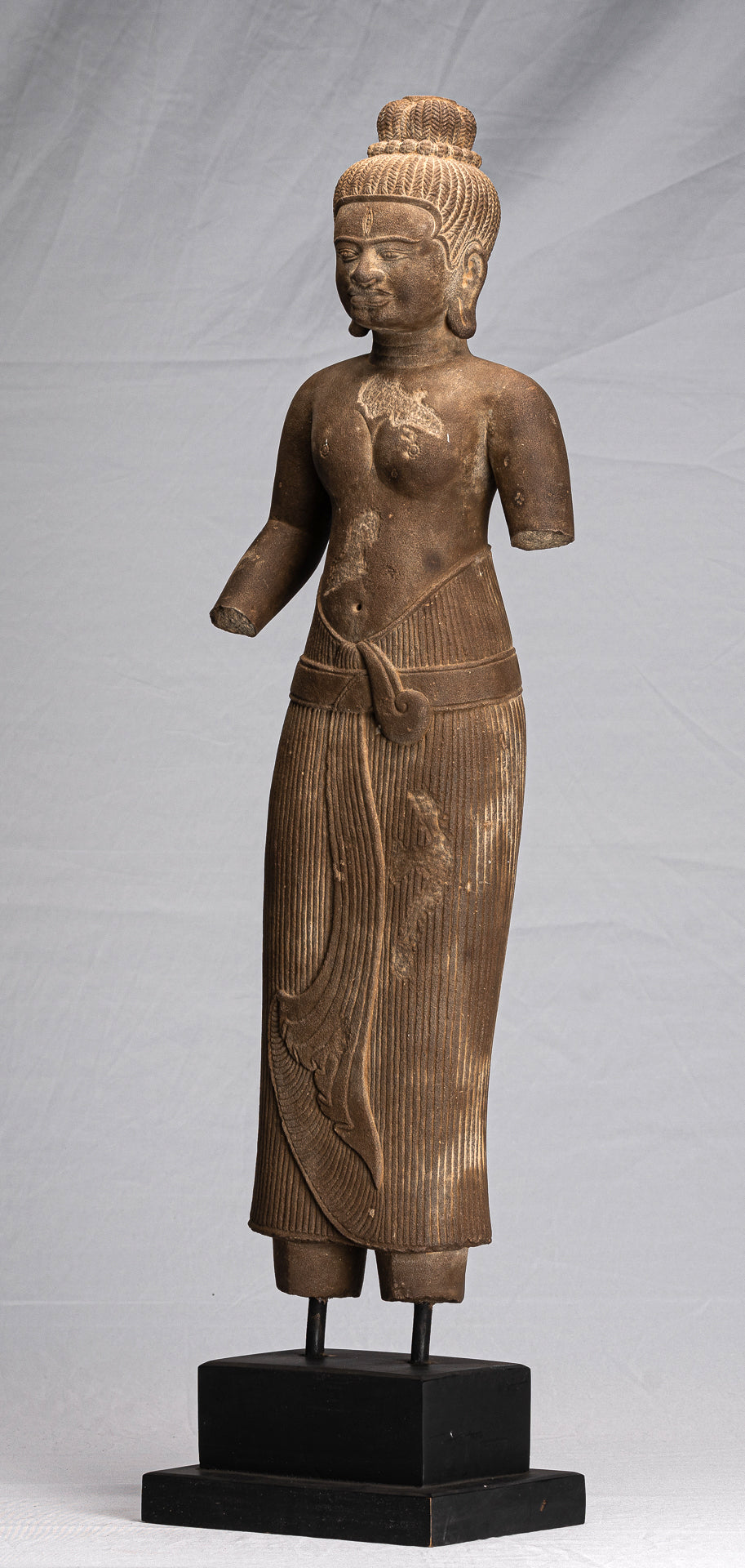 Lakshmi Statue - Antique Baphuon Style Stone Lakshmi / Devi Consort of Vishnu Torso - 73cm/29"