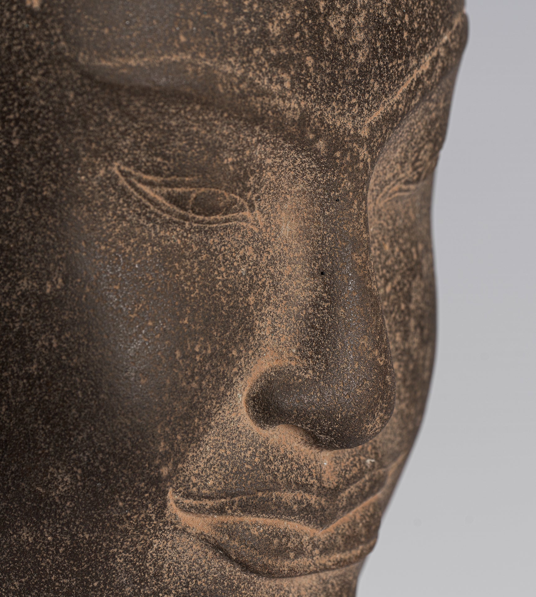 Statue Buddha - Antique Khmer in stile Stone Monte Bayon Buddha Head Statue - 42cm/17 "