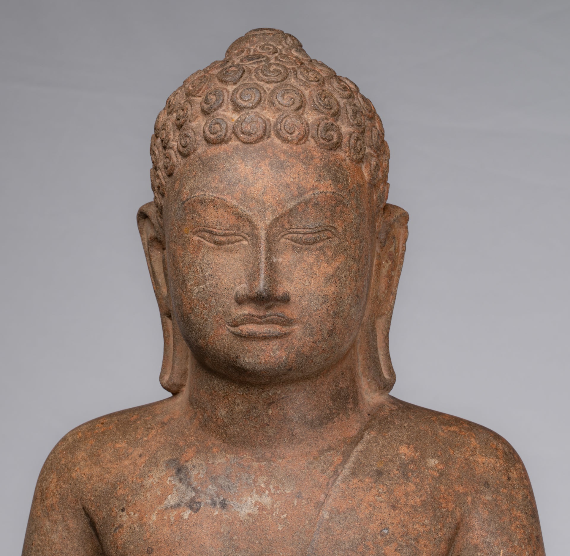 Statue de Bouddha – Statue de Bouddha Dvaravati en pierre debout de style thaïlandais antique – 100 cm de haut