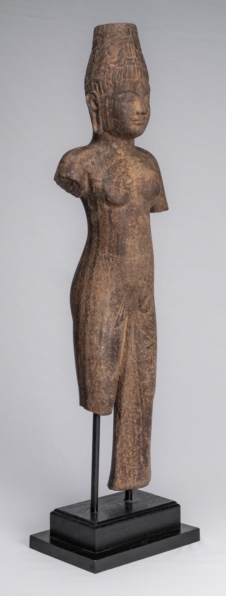 Ardhanarishvara Statue - Antique Phnom Da Style Khmer Sandstone Standing Shiva Parvati Statue - 88cm/35"