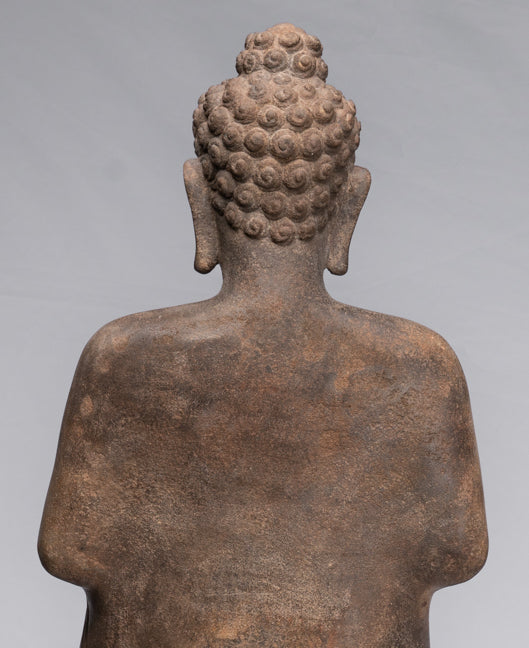 Buddha Statue - Antique Thai Style Standing Stone Dvaravati Buddha Statue - 102cm/41" Tall