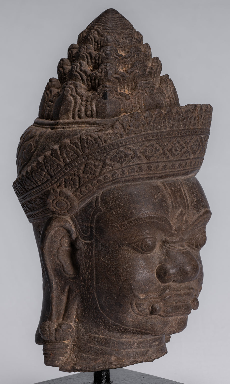 Wächterstatue – antiker Khmer-Stein, Angkor Wat-Stil, Yaksha-Tempelwächter – 37 cm.