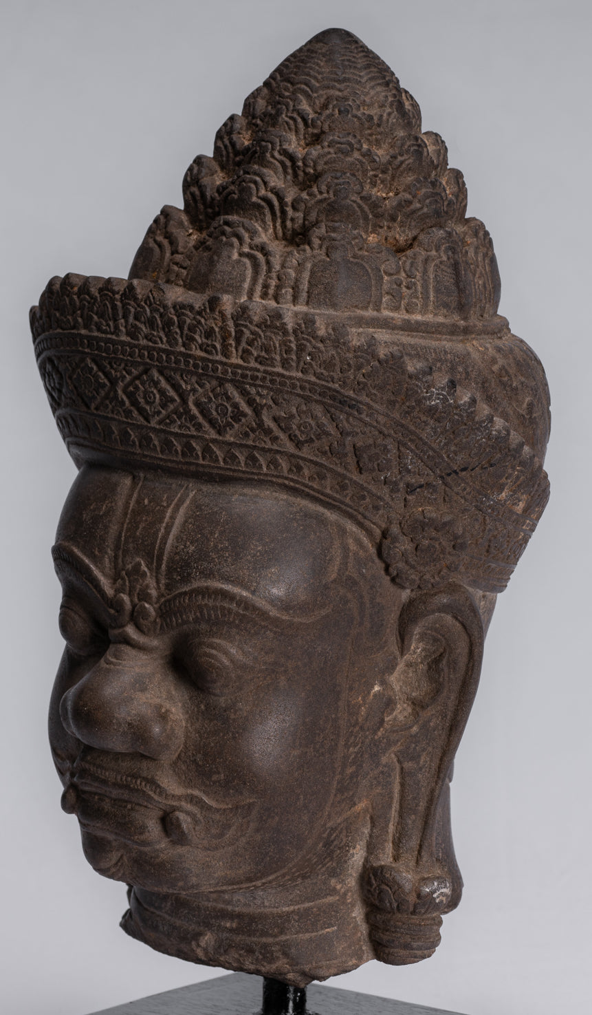 Wächterstatue – antiker Khmer-Stein, Angkor Wat-Stil, Yaksha-Tempelwächter – 37 cm.