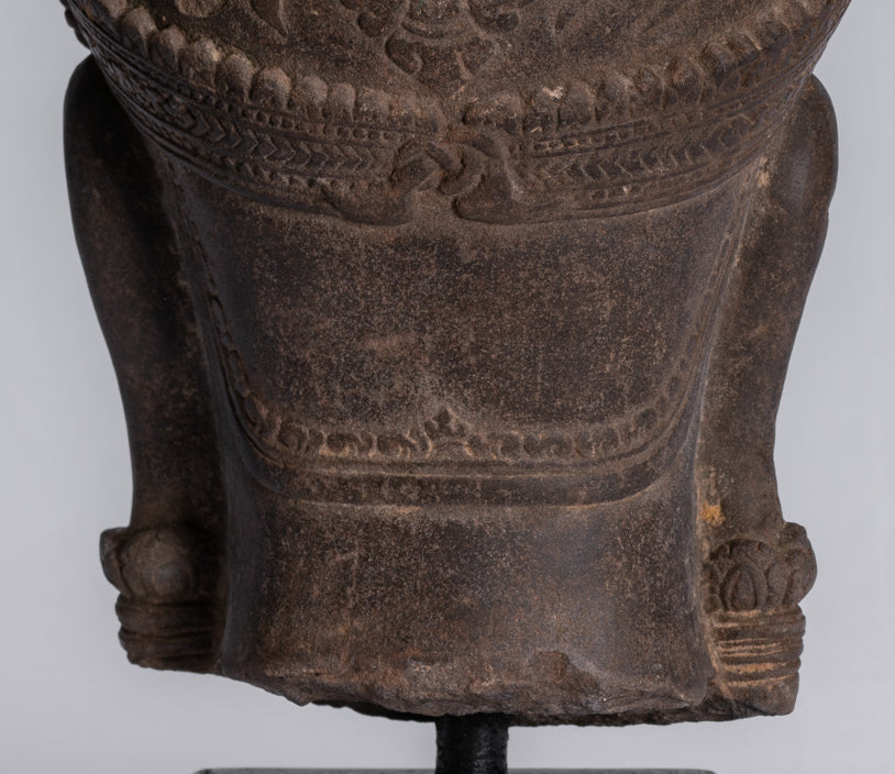Wächterstatue – antiker Khmer-Stein, Angkor Wat-Stil, Yaksha-Tempelwächter – 37 cm.