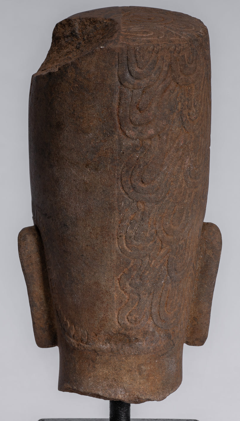 Statue Harihara - Antique Phnom Da Style Hari Hari o Vishnu & Shiva Head - 31cm/12 "