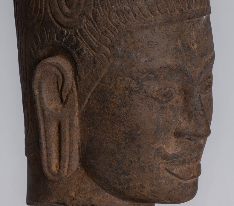 Statue Harihara - Antique Phnom Da Style Hari Hari o Vishnu & Shiva Head - 31cm/12 "